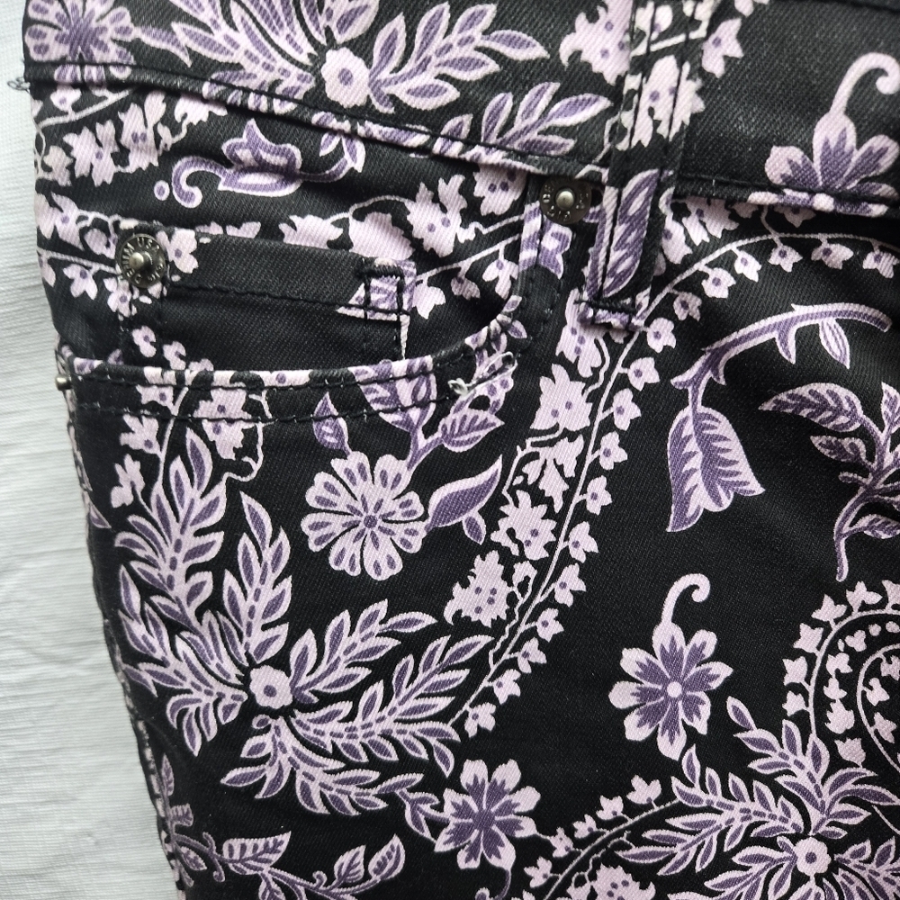 GJG Los Angeles Black & Purple Paisley Skinny Jeans NWT Size 3 - Picture 6 of 8
